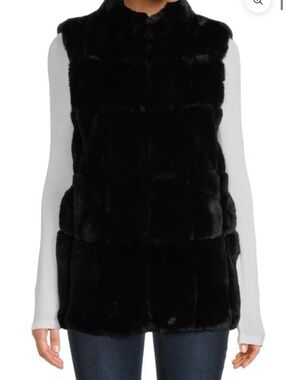 Belle Fare, black DUDINKA- OVERSIZED FAUX FUR VEST